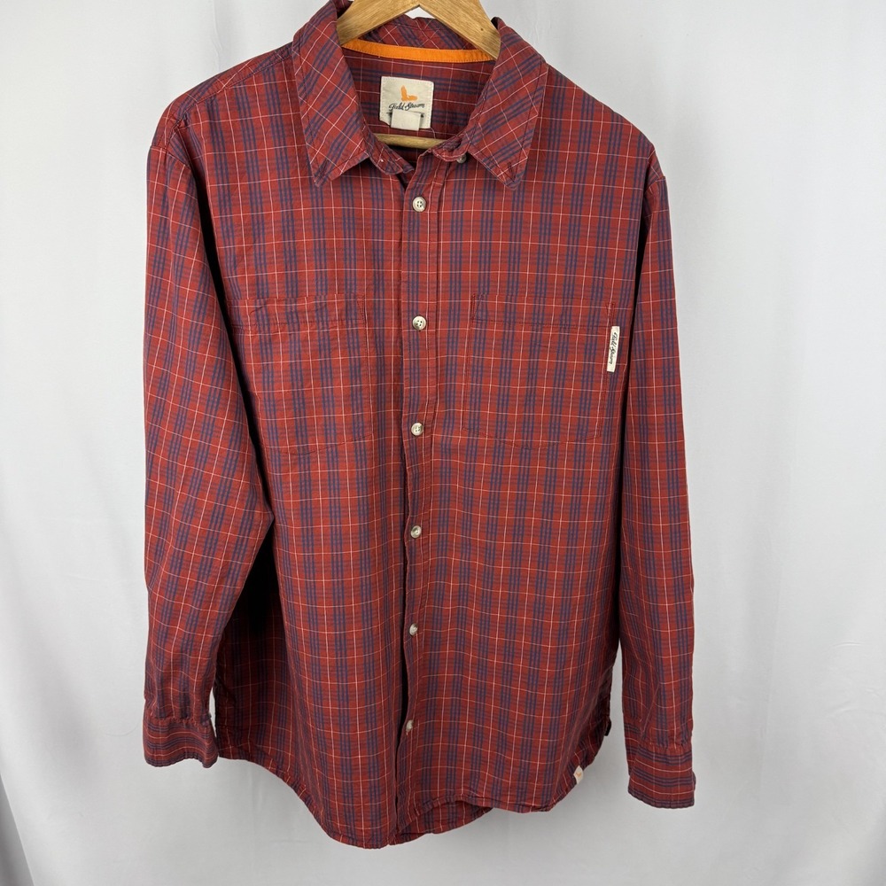 Field and Stream Lightweight Shirt Men's Size LG Plaid Red and Blue - Picture 2 of 6